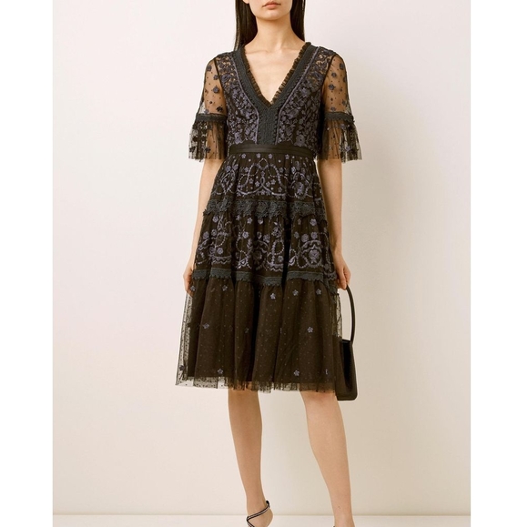 Needle & Thread Midsummer lace midi dress in black - Picture 3 of 9